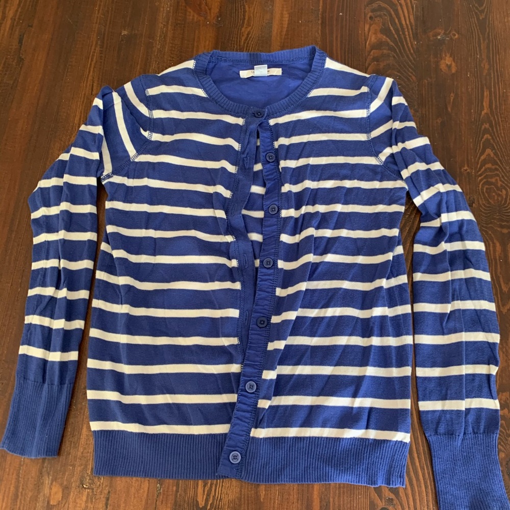 Liz Claiborne Blue/White Striped Cardigan, Sz S